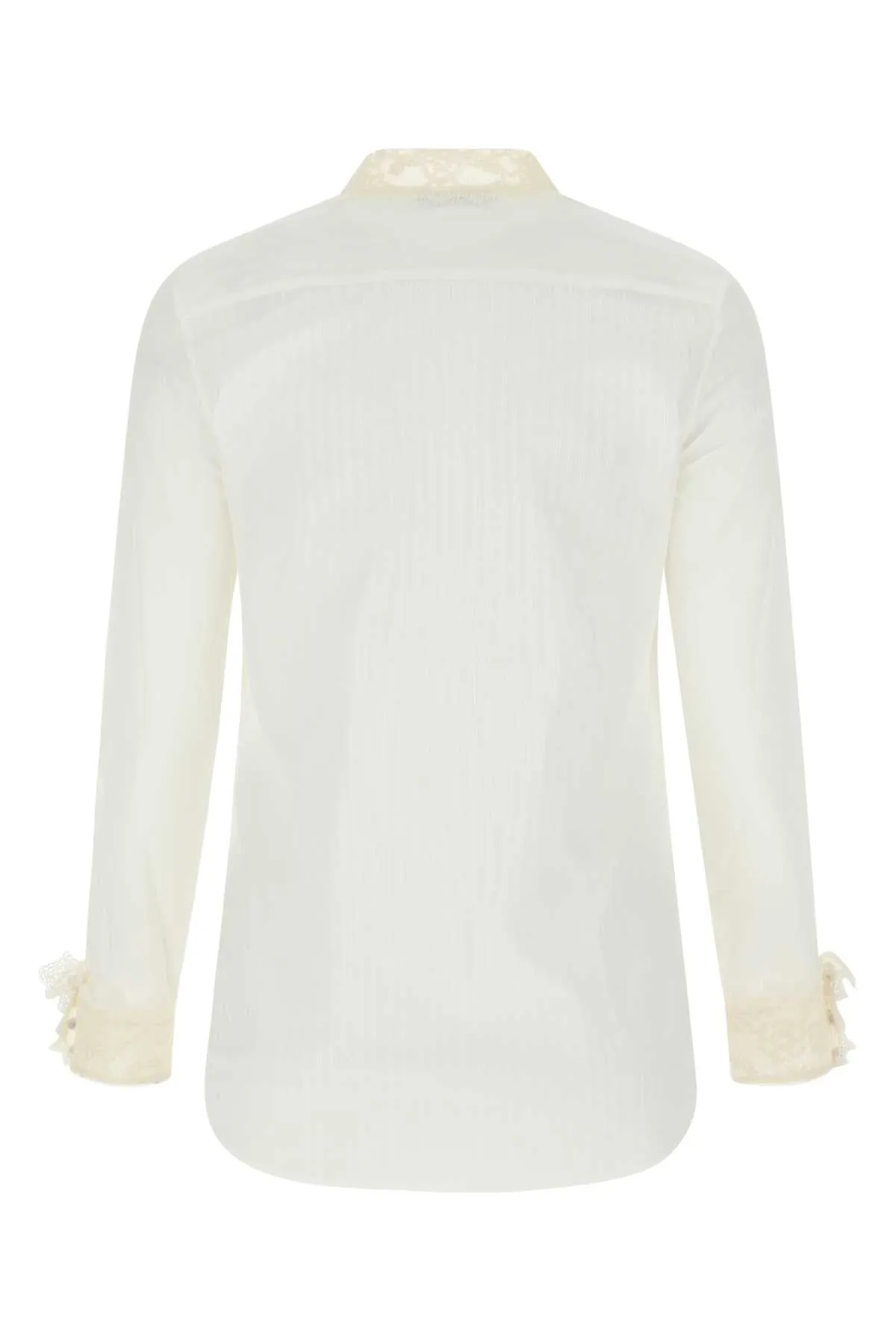 Saint Laurent Striped Lace Embroidered Shirt