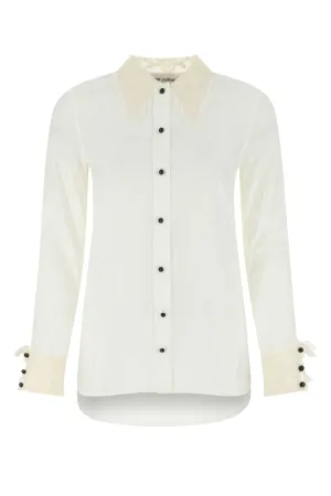 Saint Laurent Striped Lace Embroidered Shirt