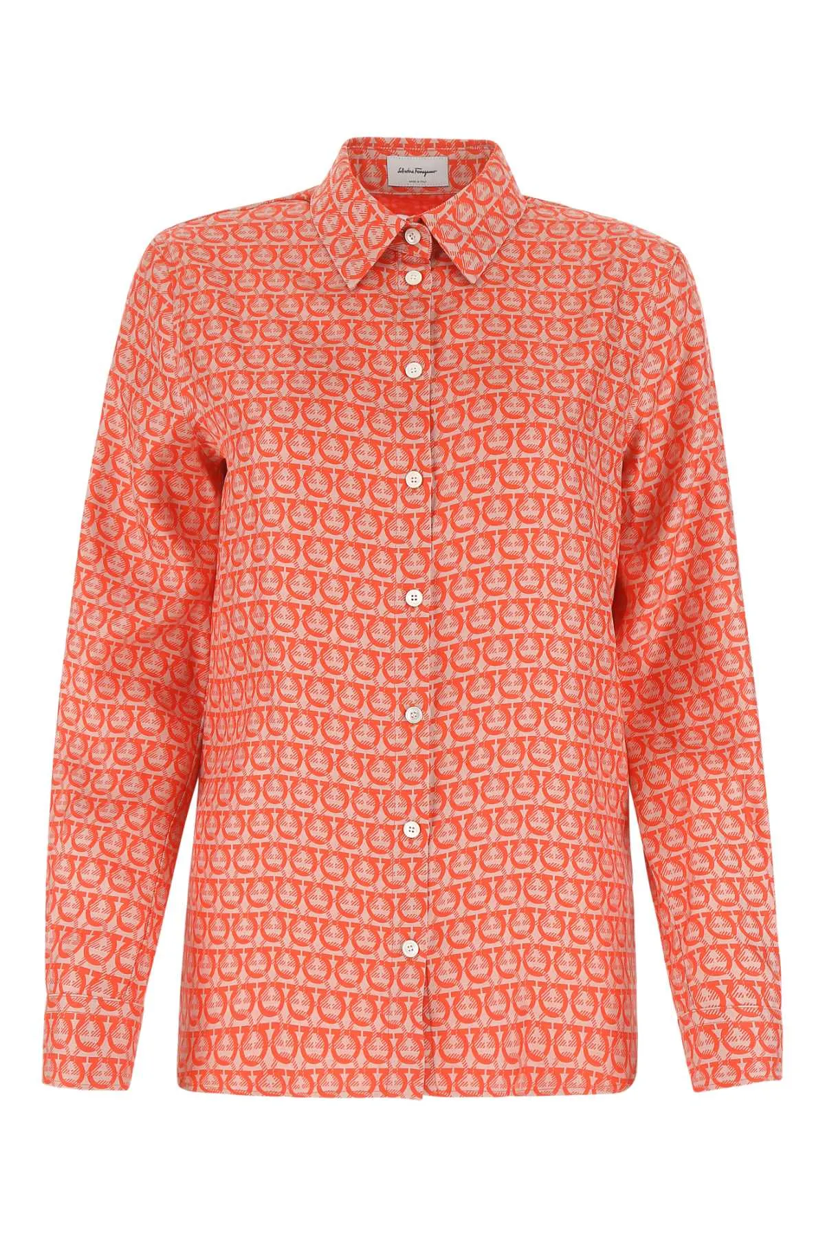 Salvatore Ferragamo All-Over Gancini Print Buttoned Shirt