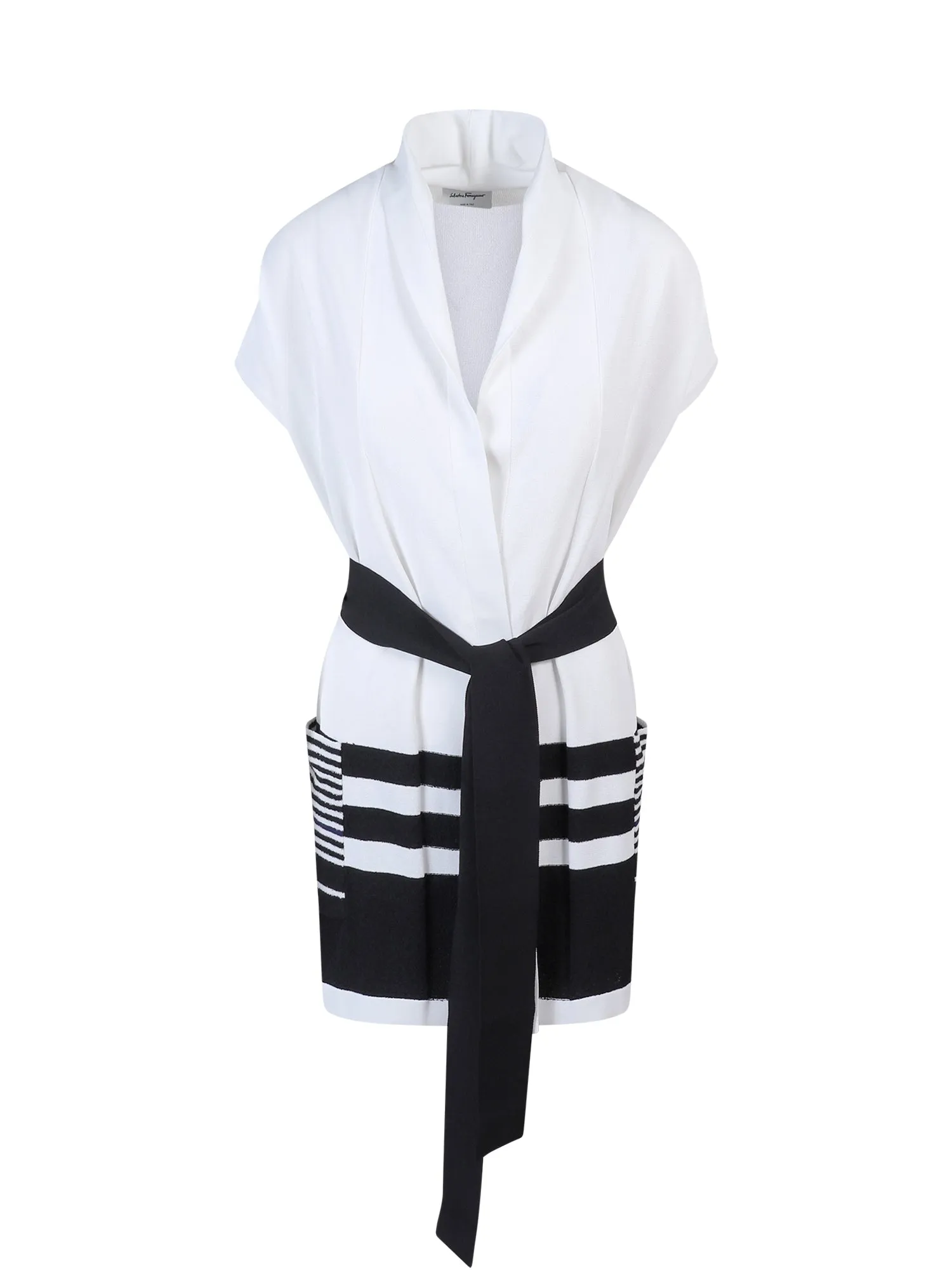 Salvatore Ferragamo V-Neck Stripe Detail Shirt Dress