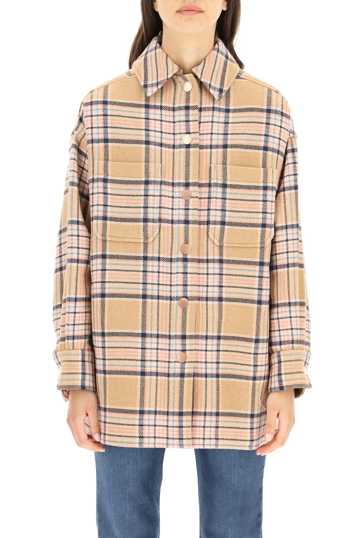 See By Chlo Check Oversized Shirt Coat