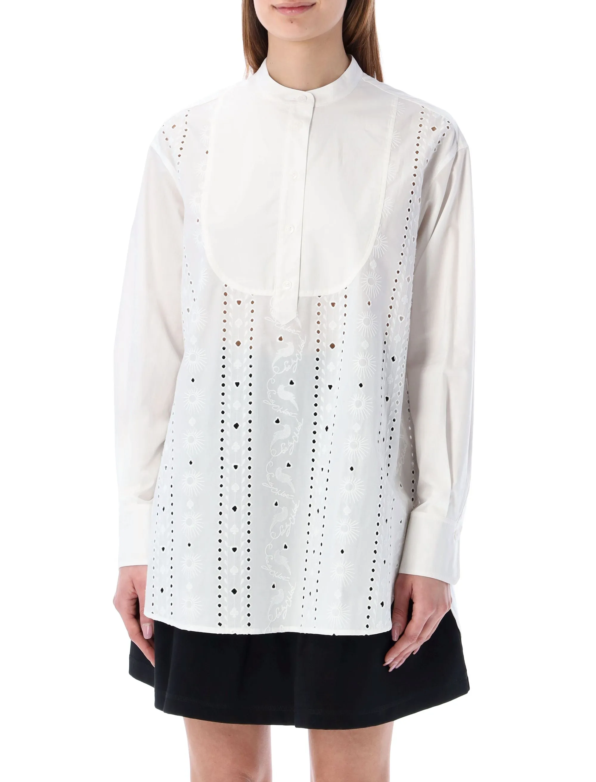 See By Chlo Embroidered Broderie Long Sleeved Shirt