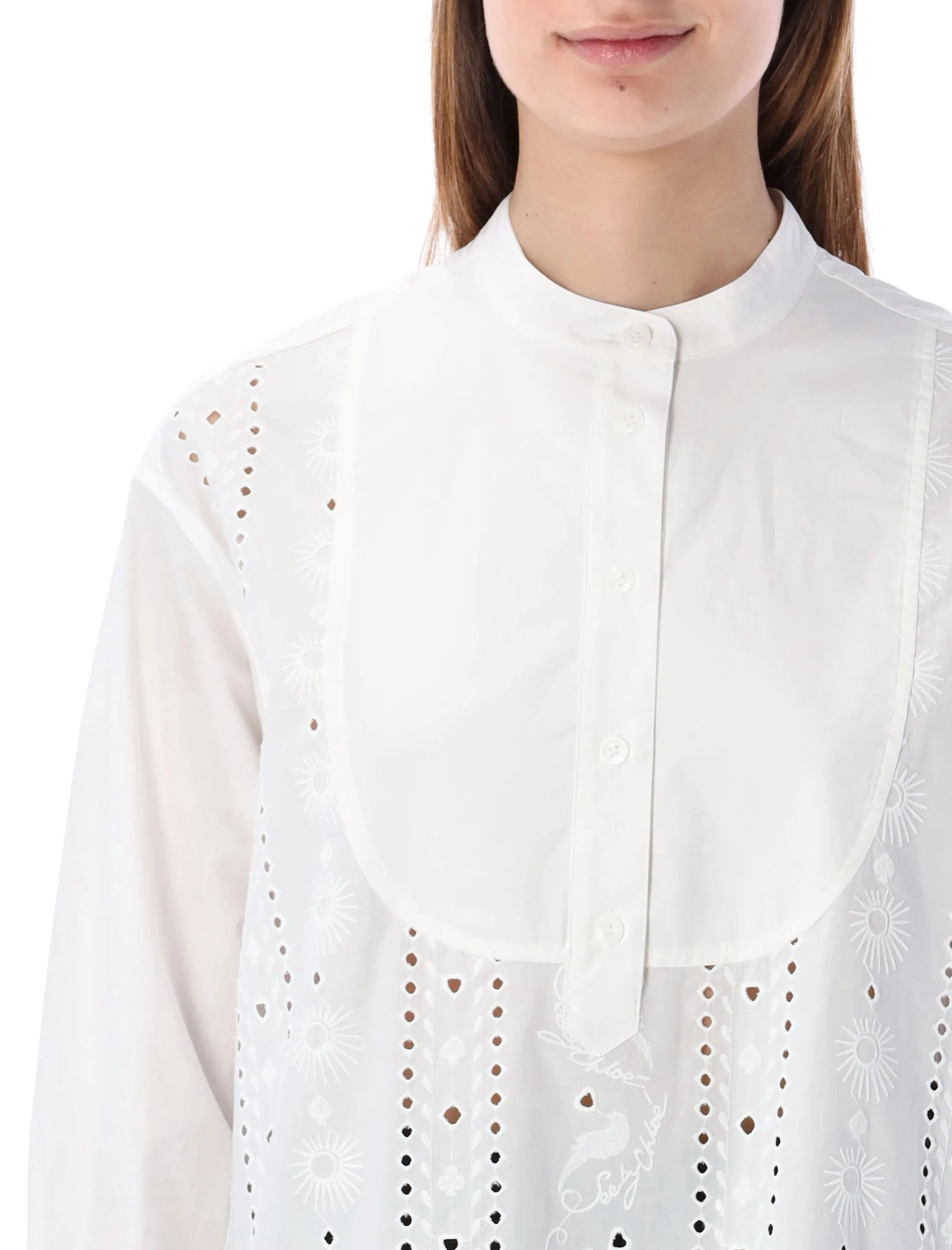 See By Chlo Embroidered Broderie Long Sleeved Shirt