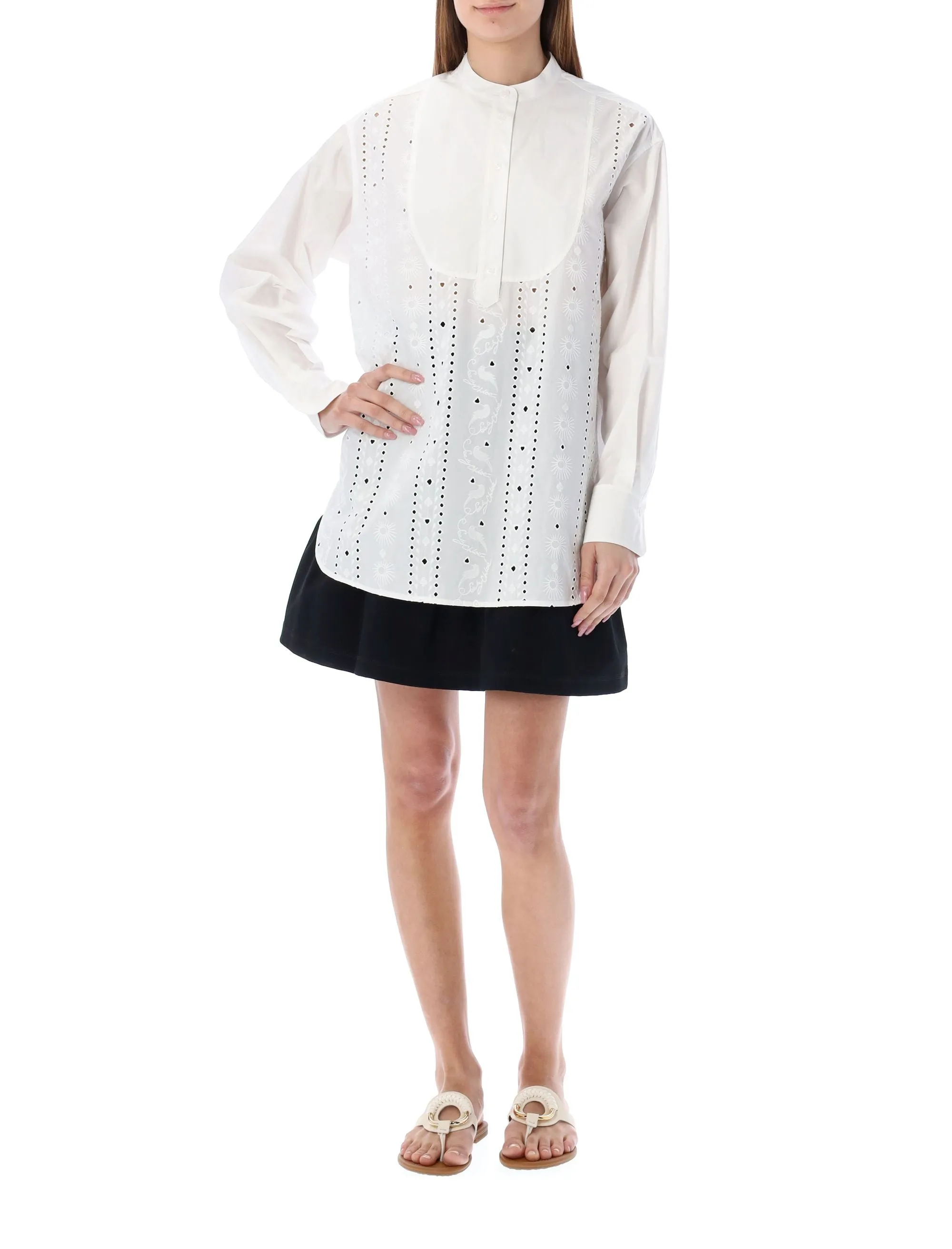See By Chlo Embroidered Broderie Long Sleeved Shirt