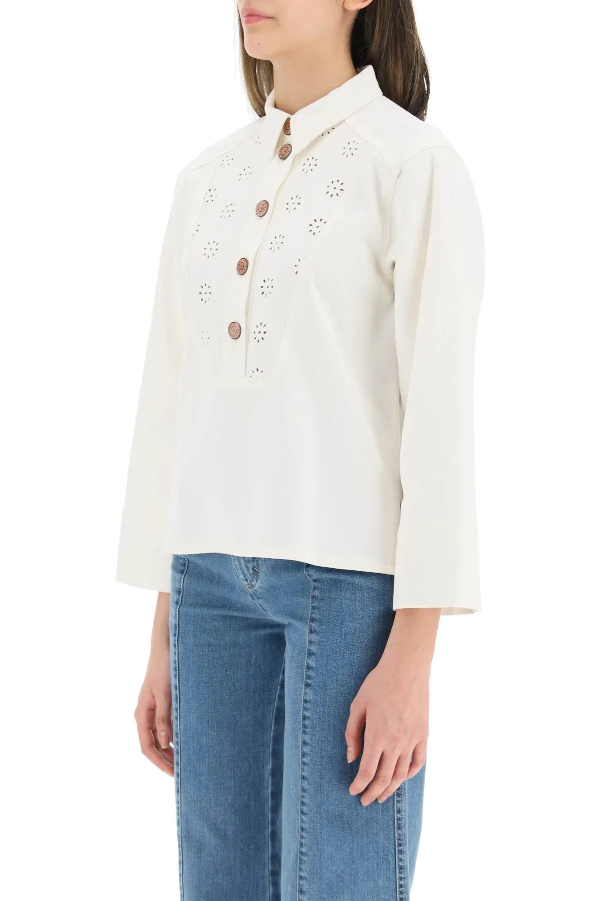 See By Chlo Floral Embroidered Long-Sleeved Shirt