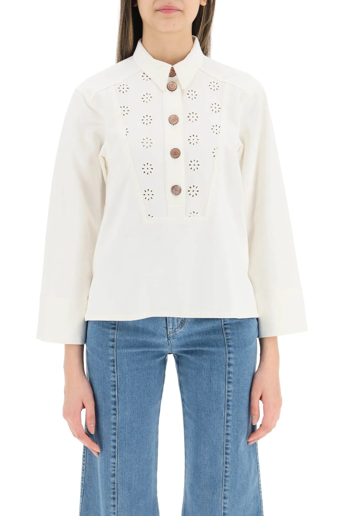 See By Chlo Floral Embroidered Long-Sleeved Shirt