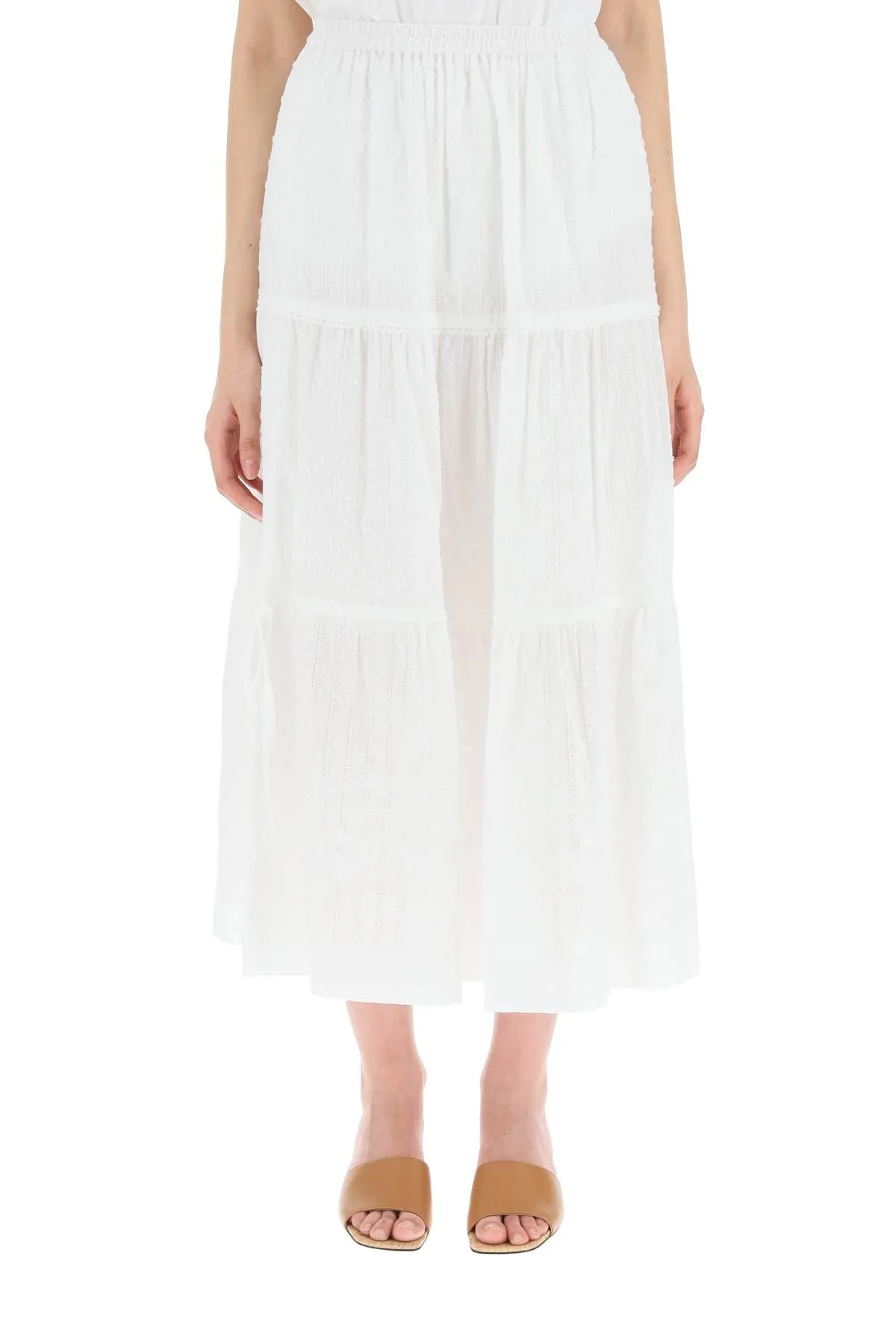 See By Chlo Floral Embroidered Midi Skirt