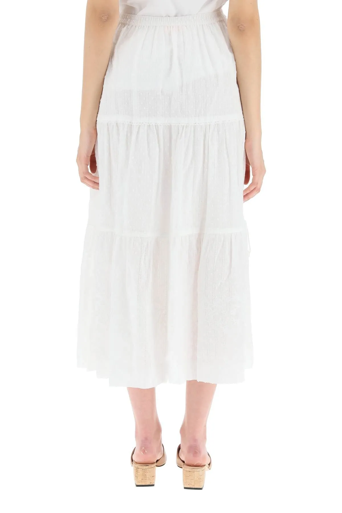See By Chlo Floral Embroidered Midi Skirt