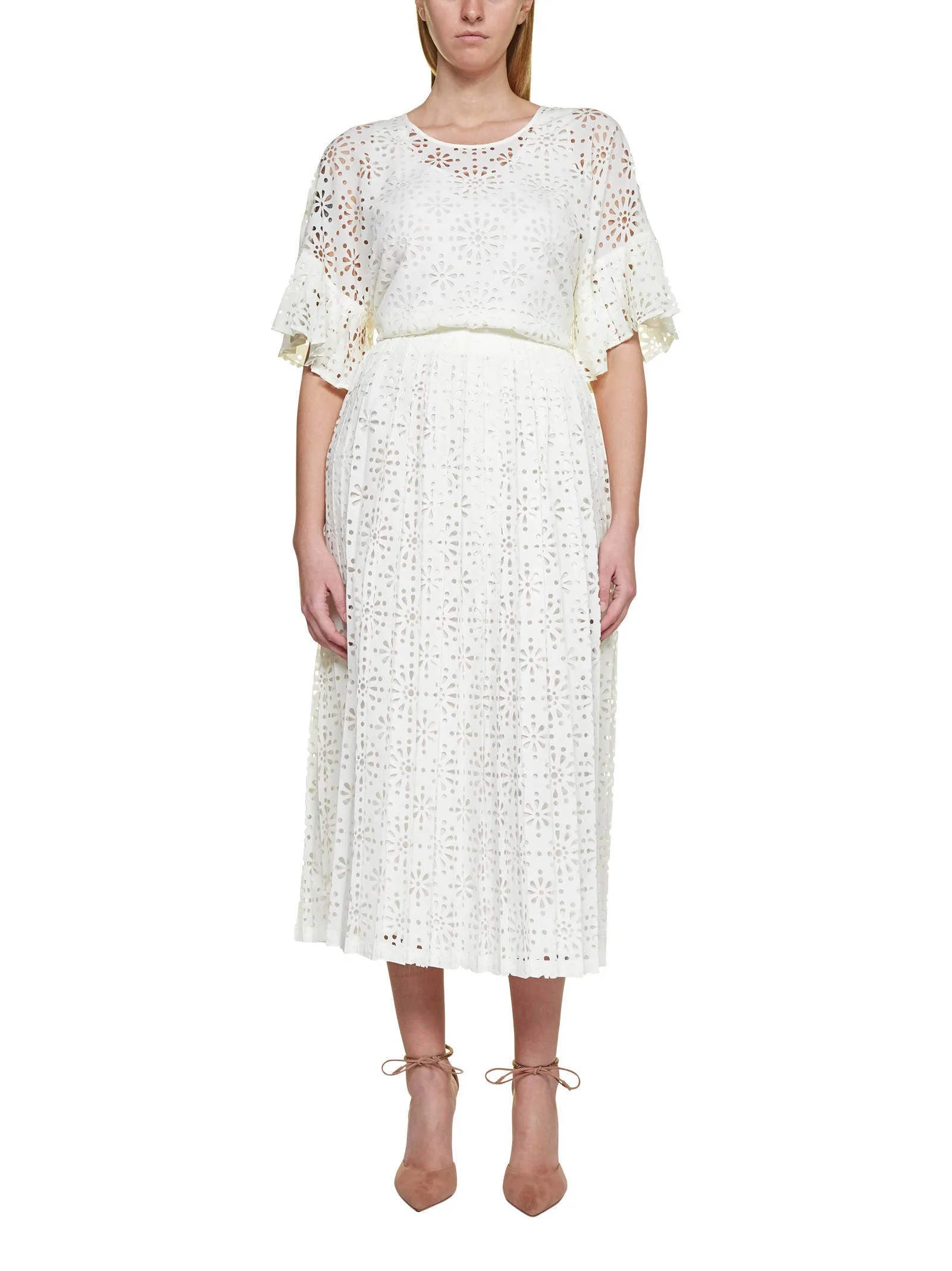 See By Chlo High Waist Pleated Midi Skirt