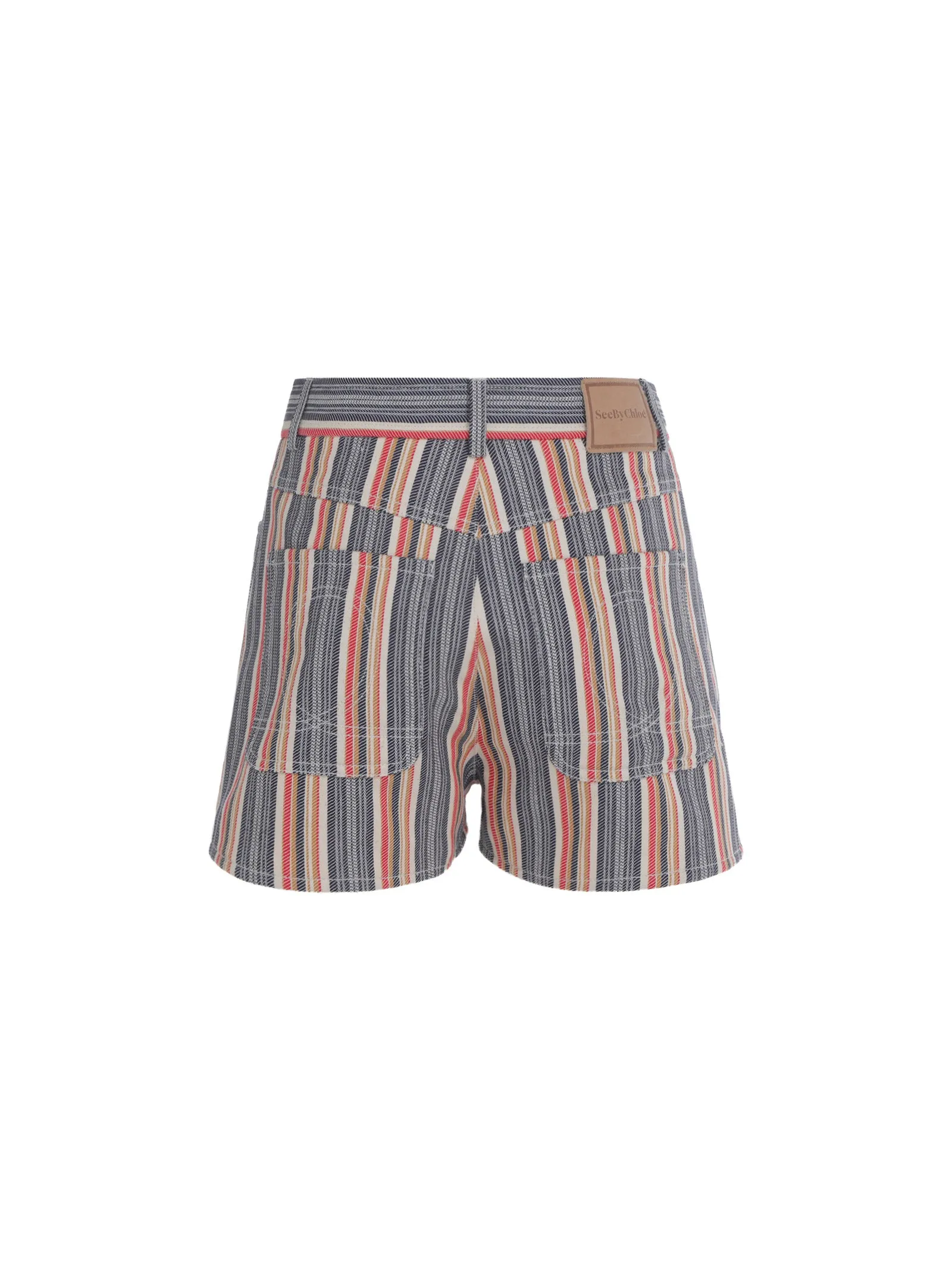 See By Chlo Striped Jacquard Denim Shorts