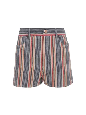 See By Chlo Striped Jacquard Denim Shorts