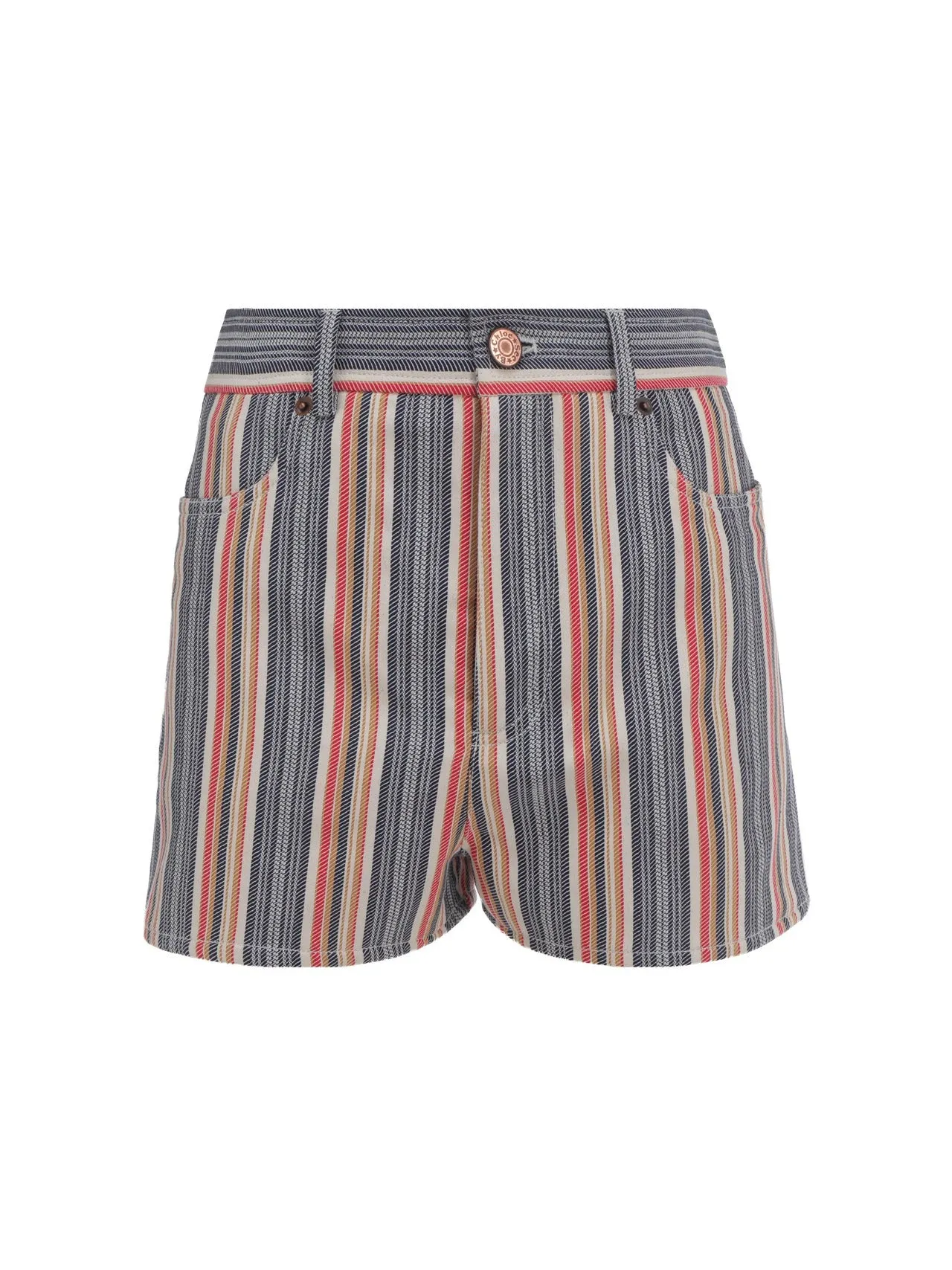 See By Chlo Striped Jacquard Denim Shorts