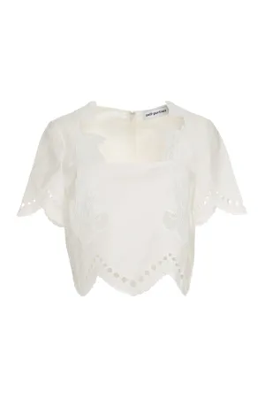Self-Portrait Broderie Anglaise Scallop Top