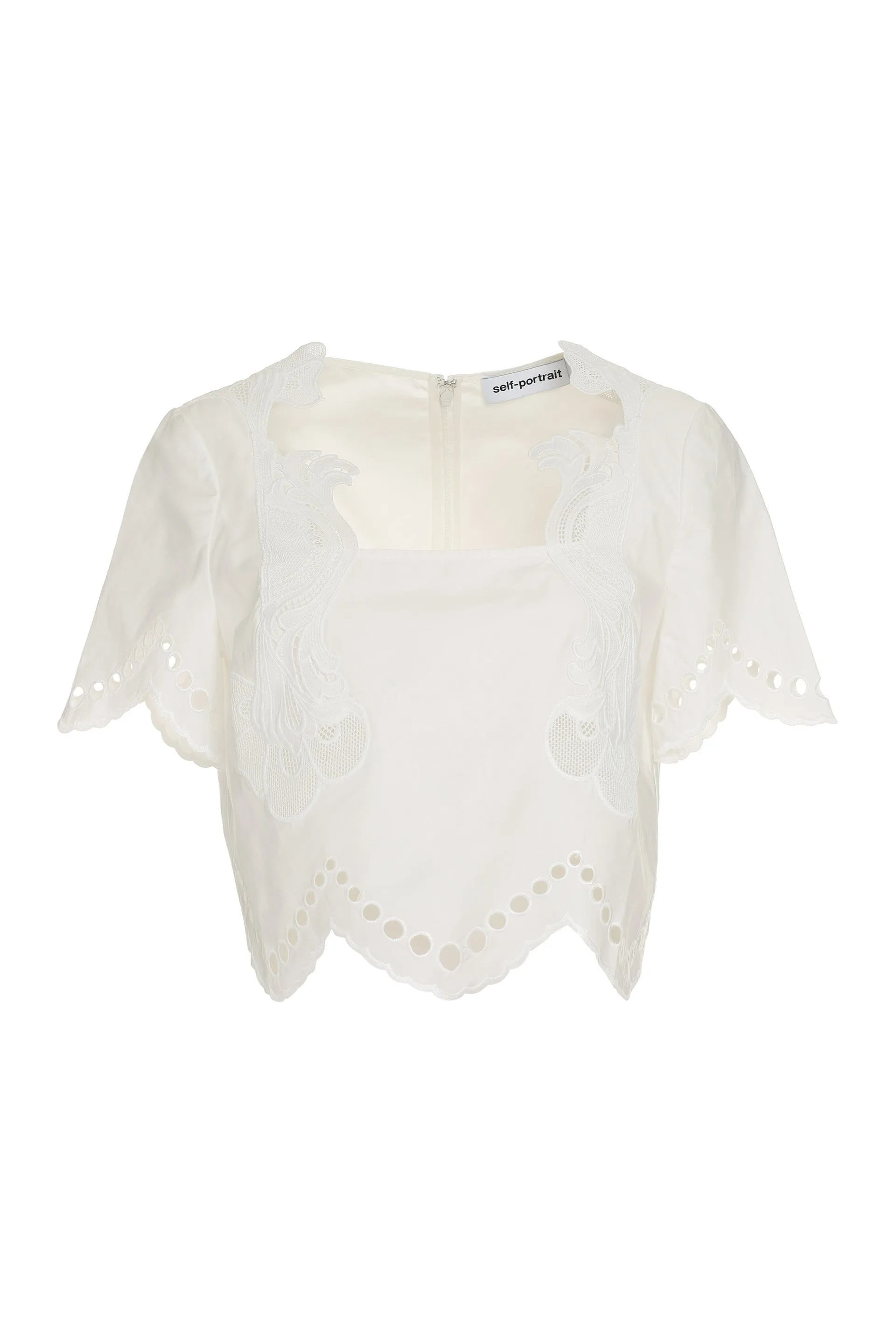 Self-Portrait Broderie Anglaise Scallop Top