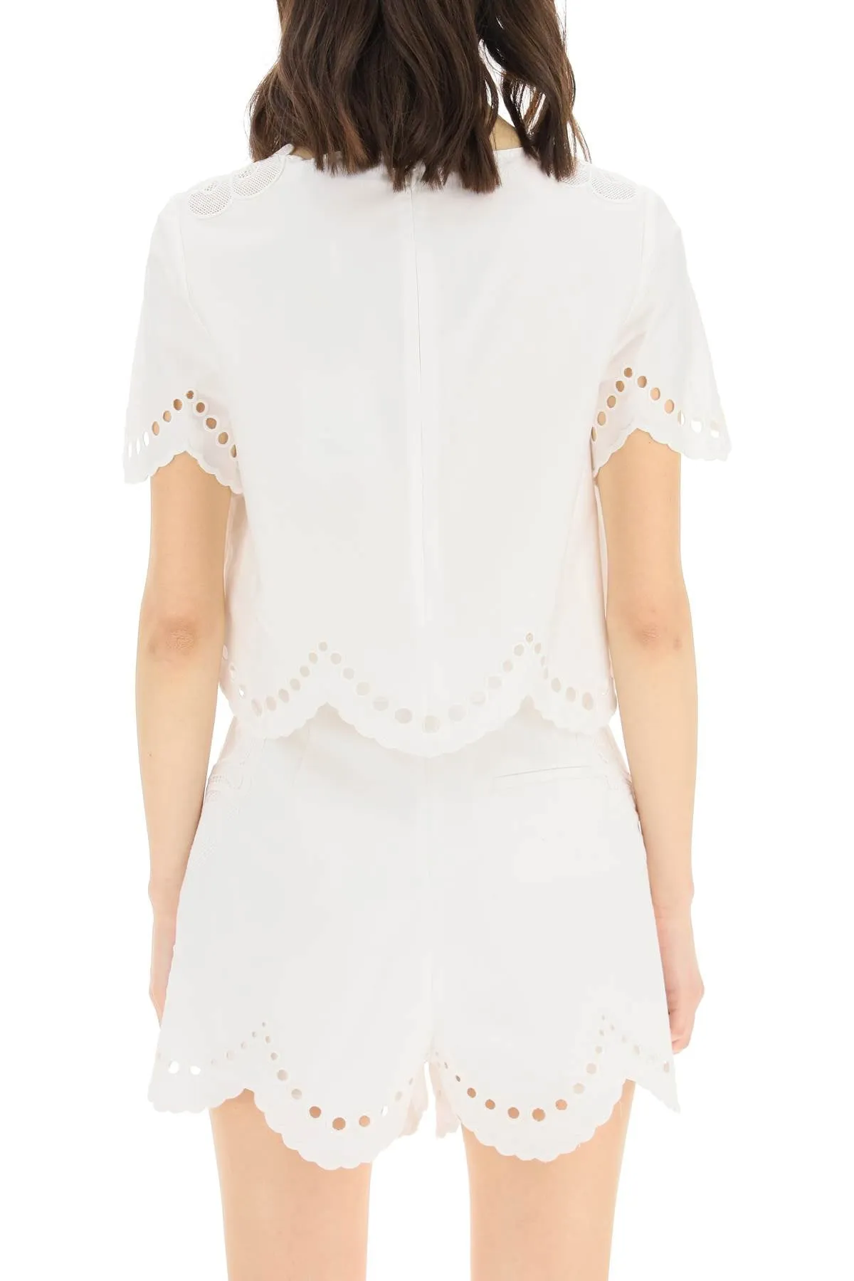 Self-Portrait Broderie Anglaise Scallop Top