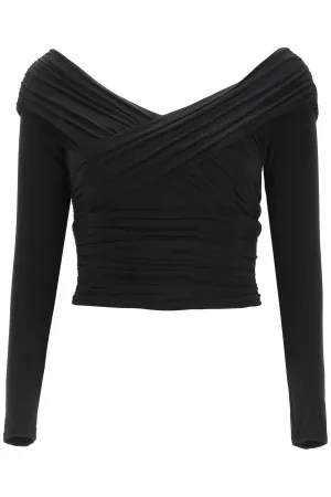 Self-Portrait Crossover Neck Long-Sleeved Top