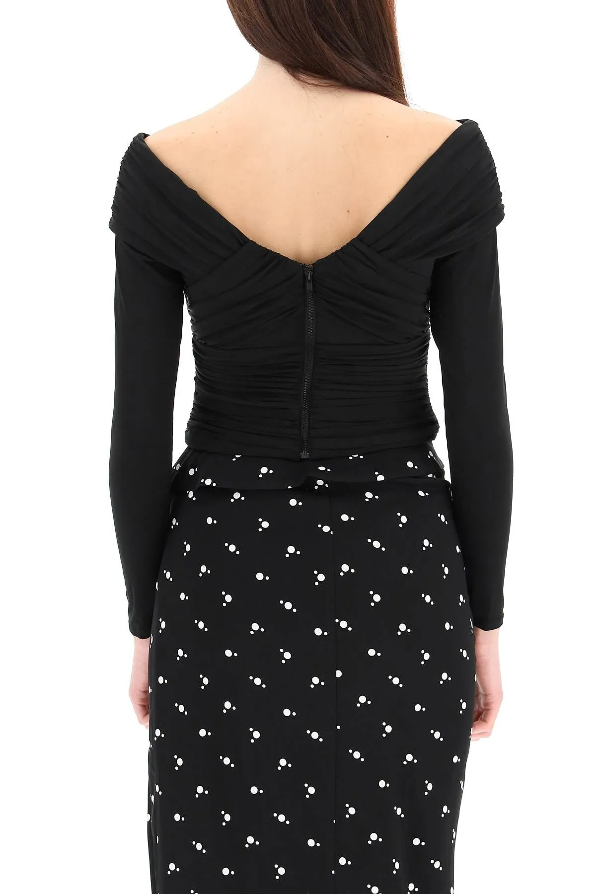 Self-Portrait Crossover Neck Long-Sleeved Top