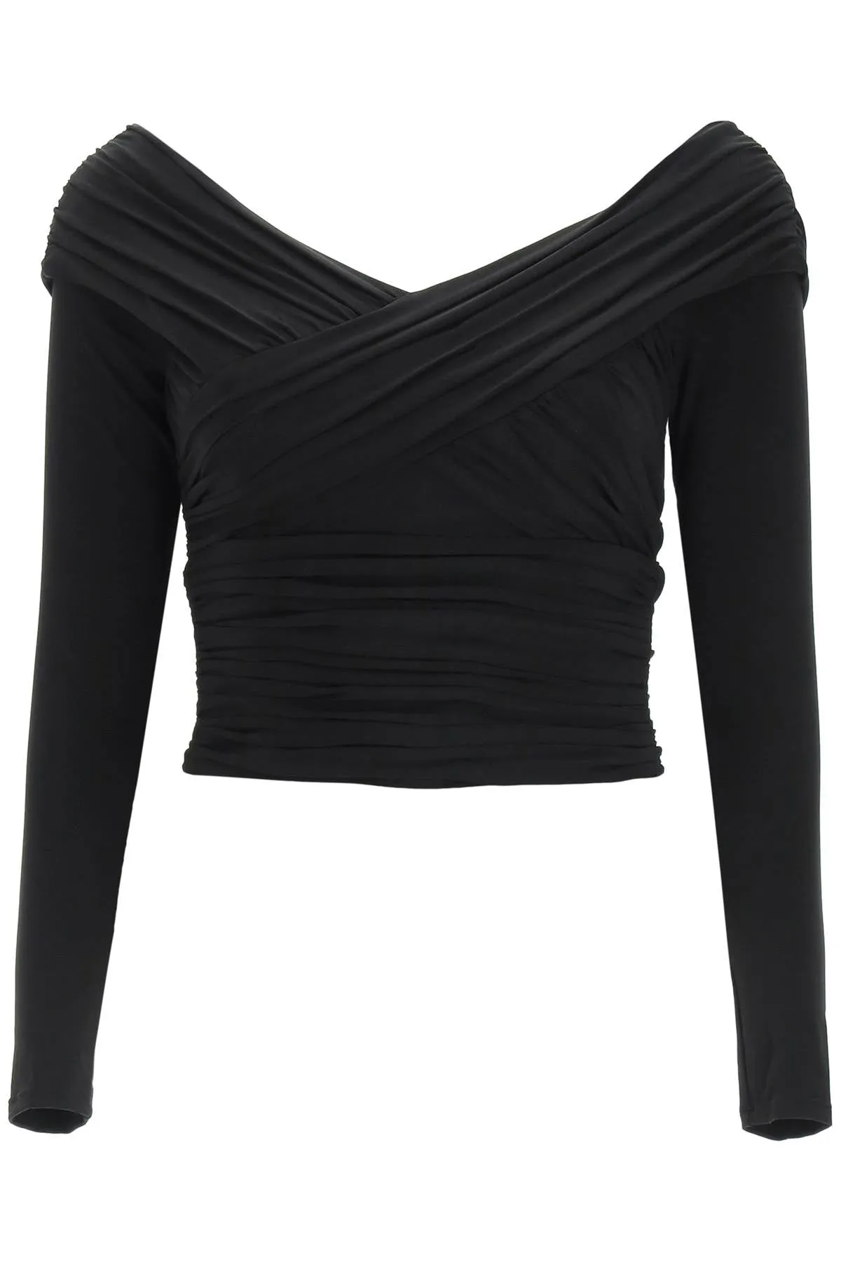 Self-Portrait Crossover Neck Long-Sleeved Top