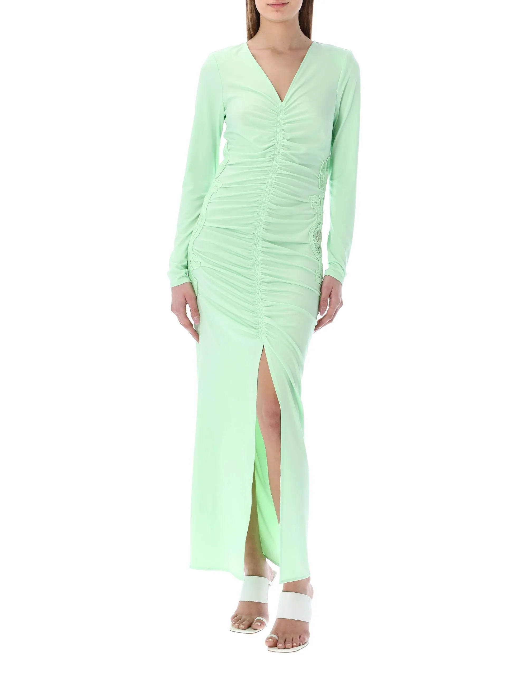 Self-Portrait Draped Long Sleeved Maxi Dress