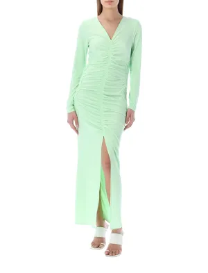 Self-Portrait Draped Long Sleeved Maxi Dress