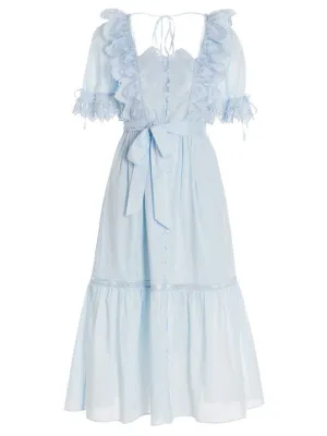 Self-Portrait Floral Broderie Midi Dress