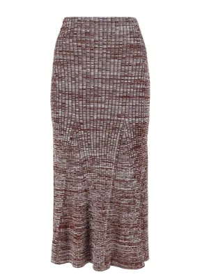 Self-Portrait High Waist Ribbed-Knit Midi Skirt