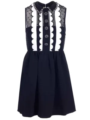 Self-Portrait Scallop-Detailed Sleeveless Dress