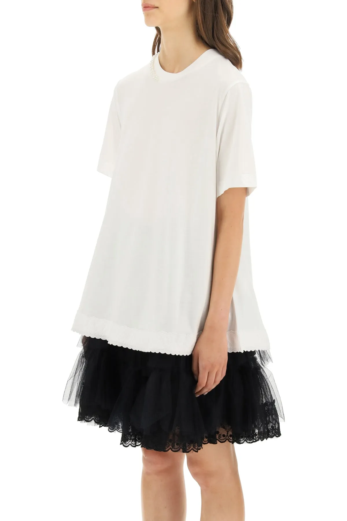 Simone Rocha Embroidered-Hem Crewneck T-Shirt