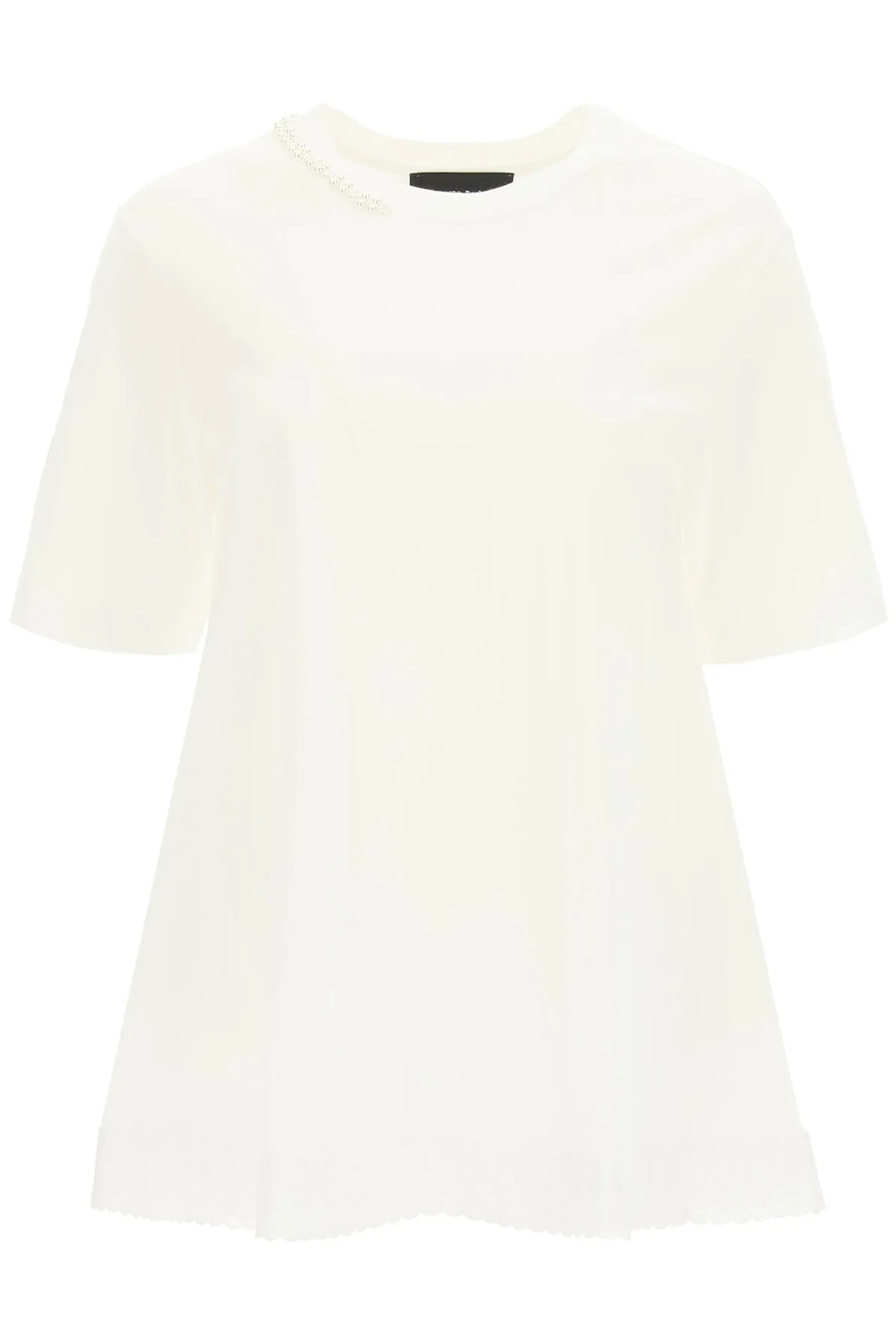 Simone Rocha Embroidered-Hem Crewneck T-Shirt