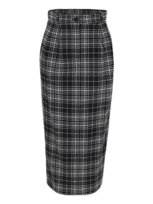 Sportmax Check Pattern Zipped Midi Skirt