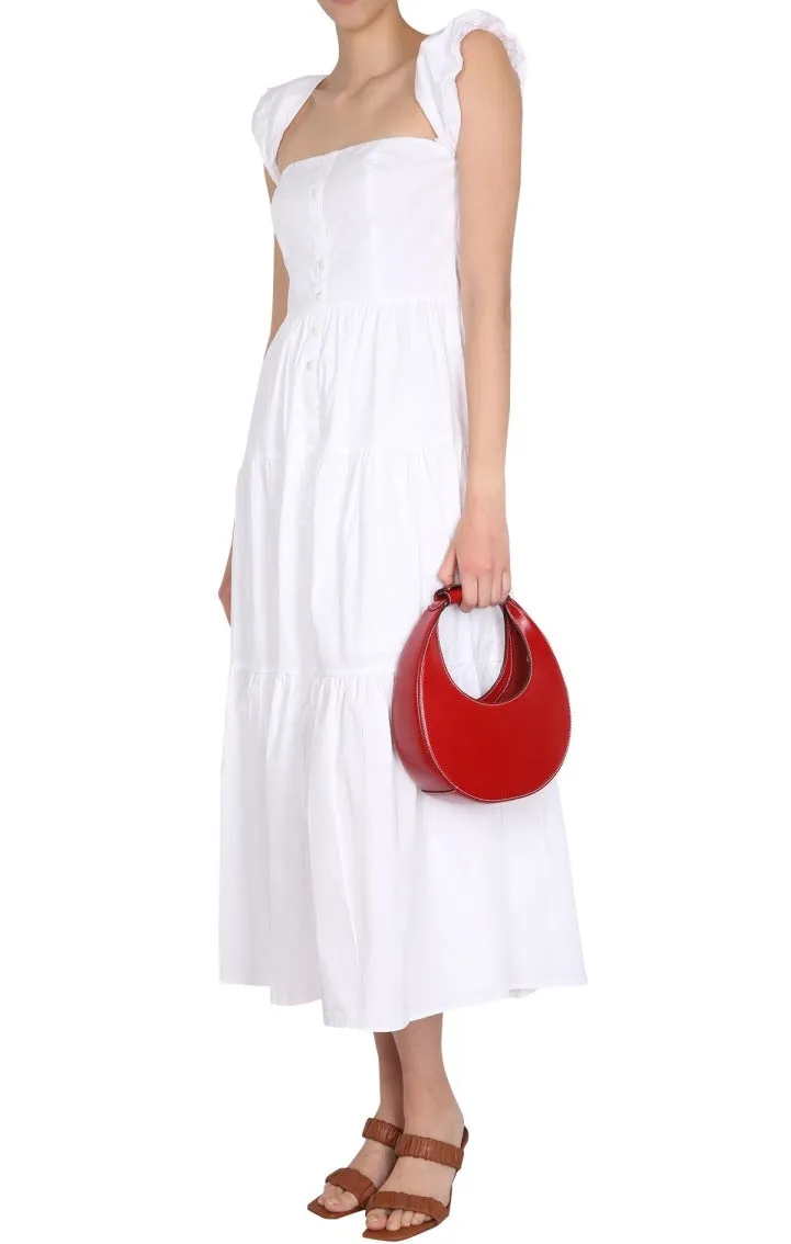 Staud Short-Sleeve Tiered Midi Dress