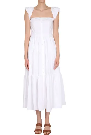 Staud Short-Sleeve Tiered Midi Dress