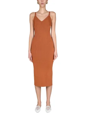 Staud Spaghetti Strap V-Neck Midi Dress