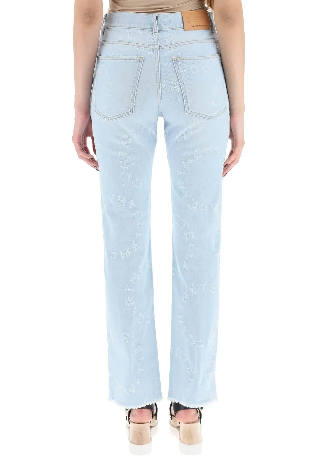 Stella McCartney Logo Detailed Frayed Edge Jeans