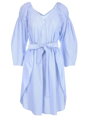 Stella McCartney Striped Belted Waist Midi Dress
