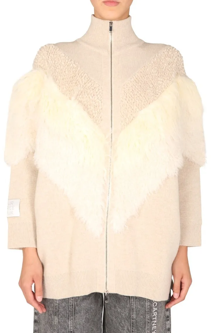 Stella McCartney Textured-Panel Zip-Up Knitted Coat