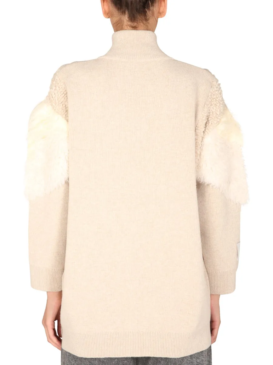 Stella McCartney Textured-Panel Zip-Up Knitted Coat