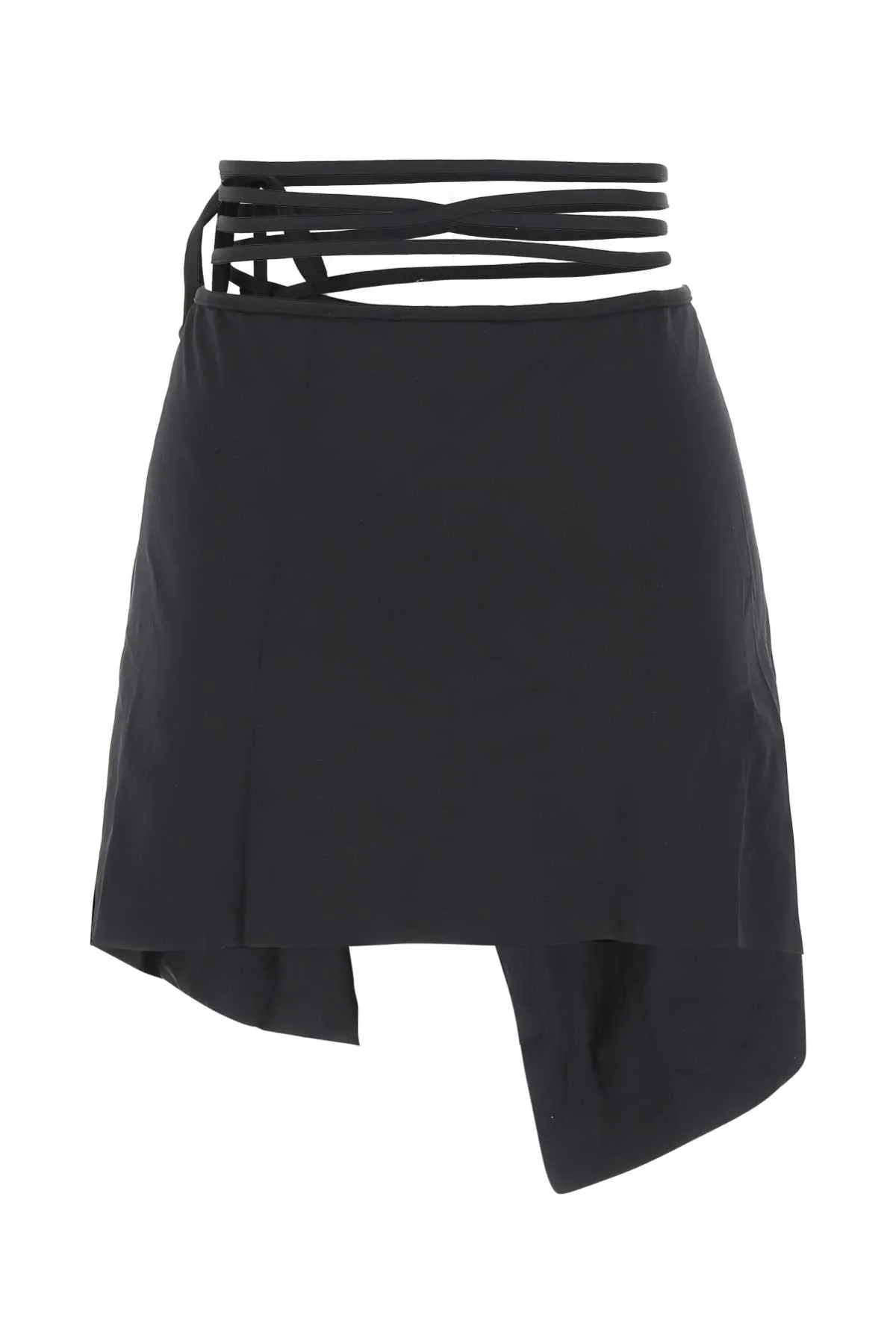 The Attico Asymmetric-Hem Mini Wrap Skirt