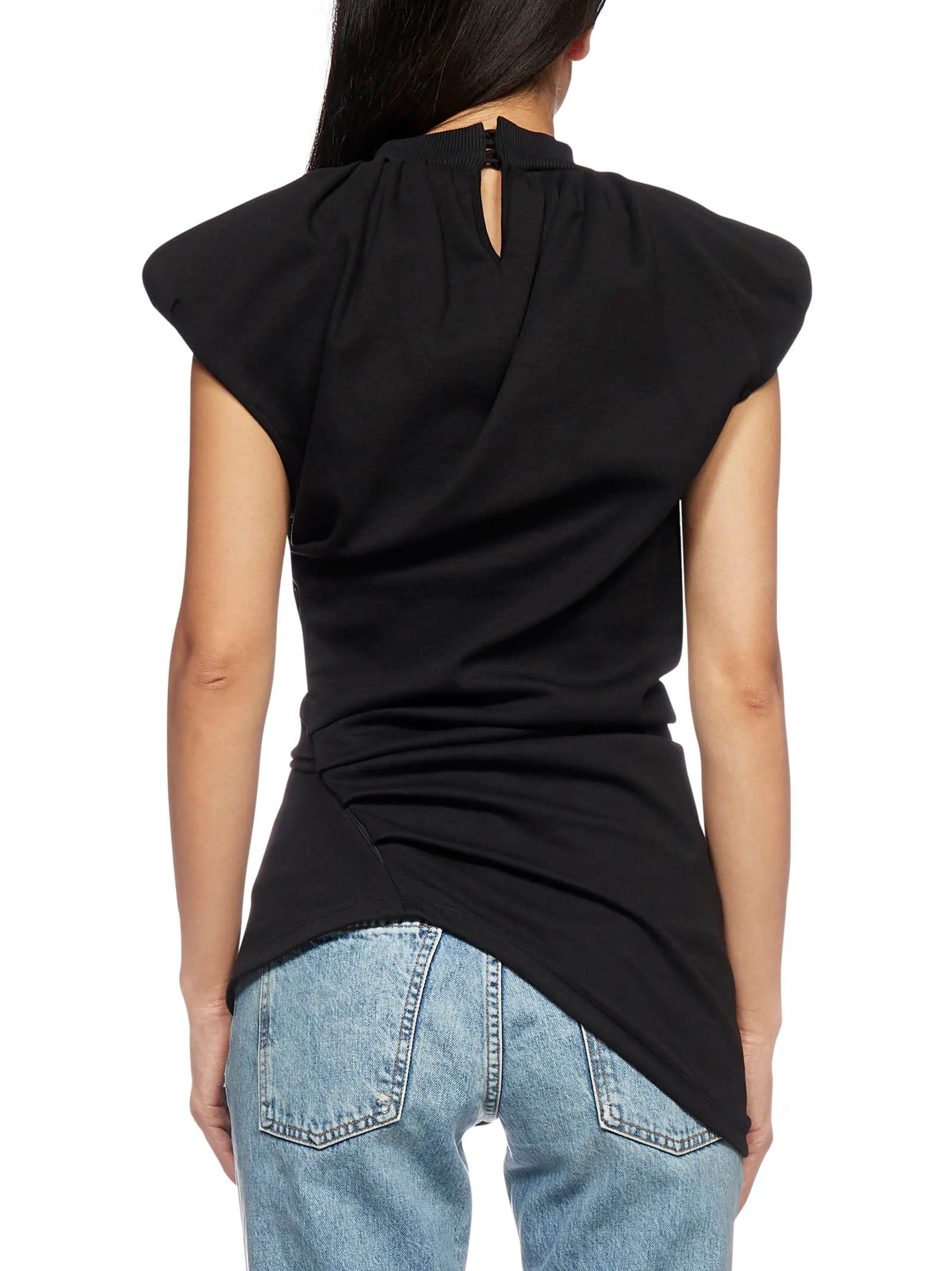 The Attico Asymmetric-Hem Ruched Top