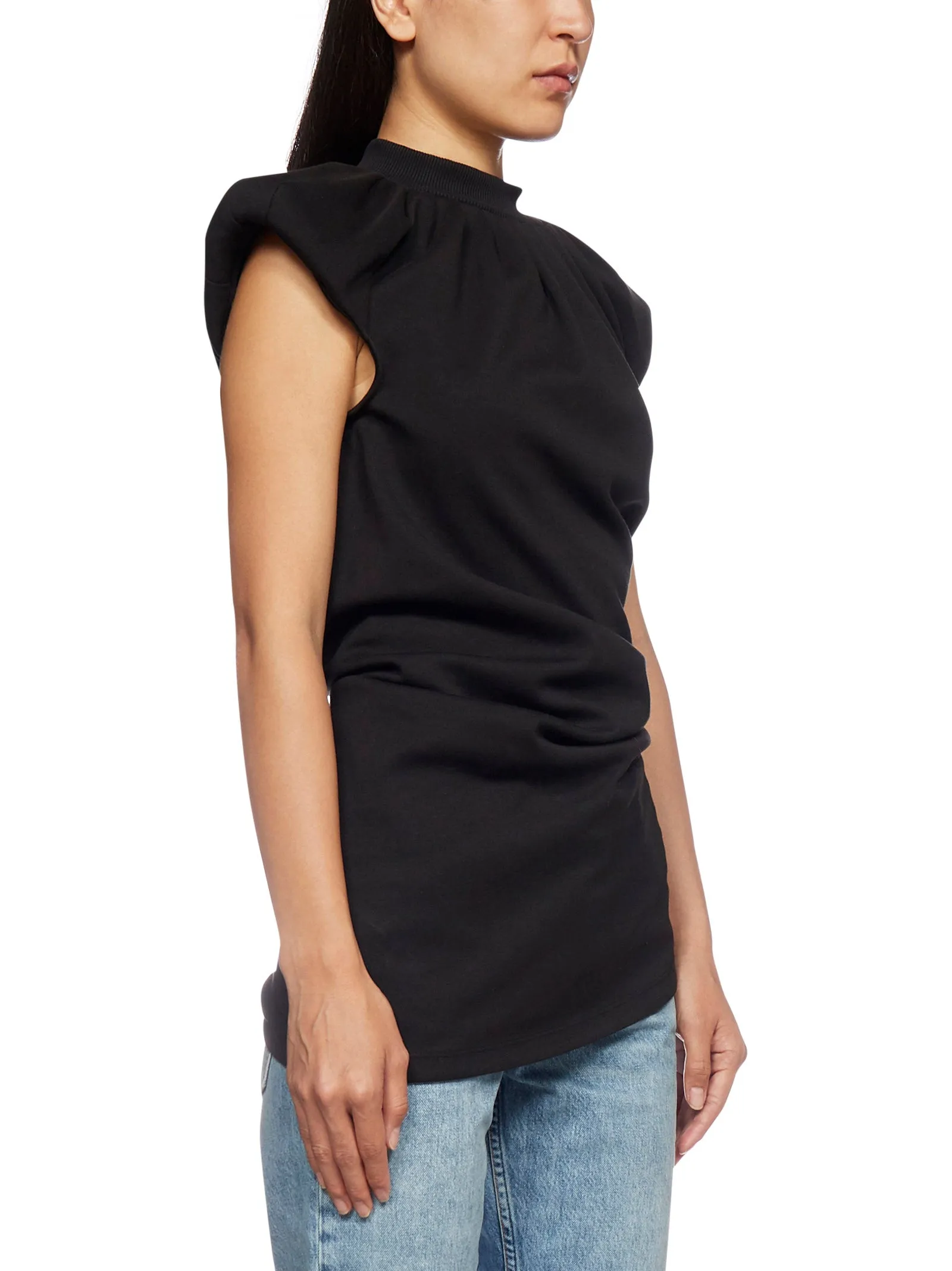 The Attico Asymmetric-Hem Ruched Top