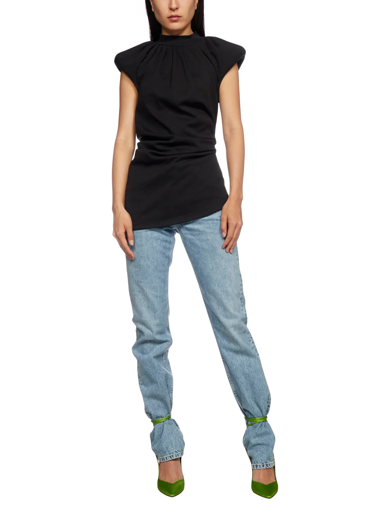 The Attico Asymmetric-Hem Ruched Top
