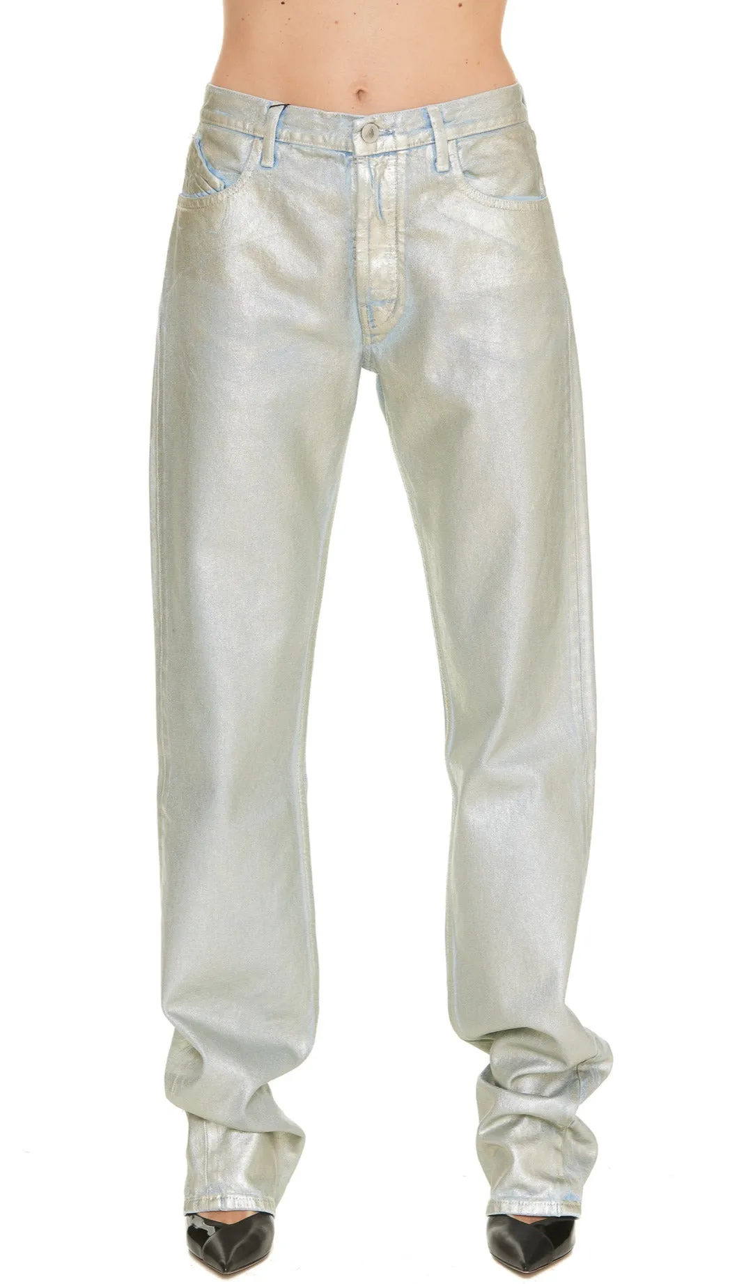 The Attico Boyfriend Metallic Denim Pants