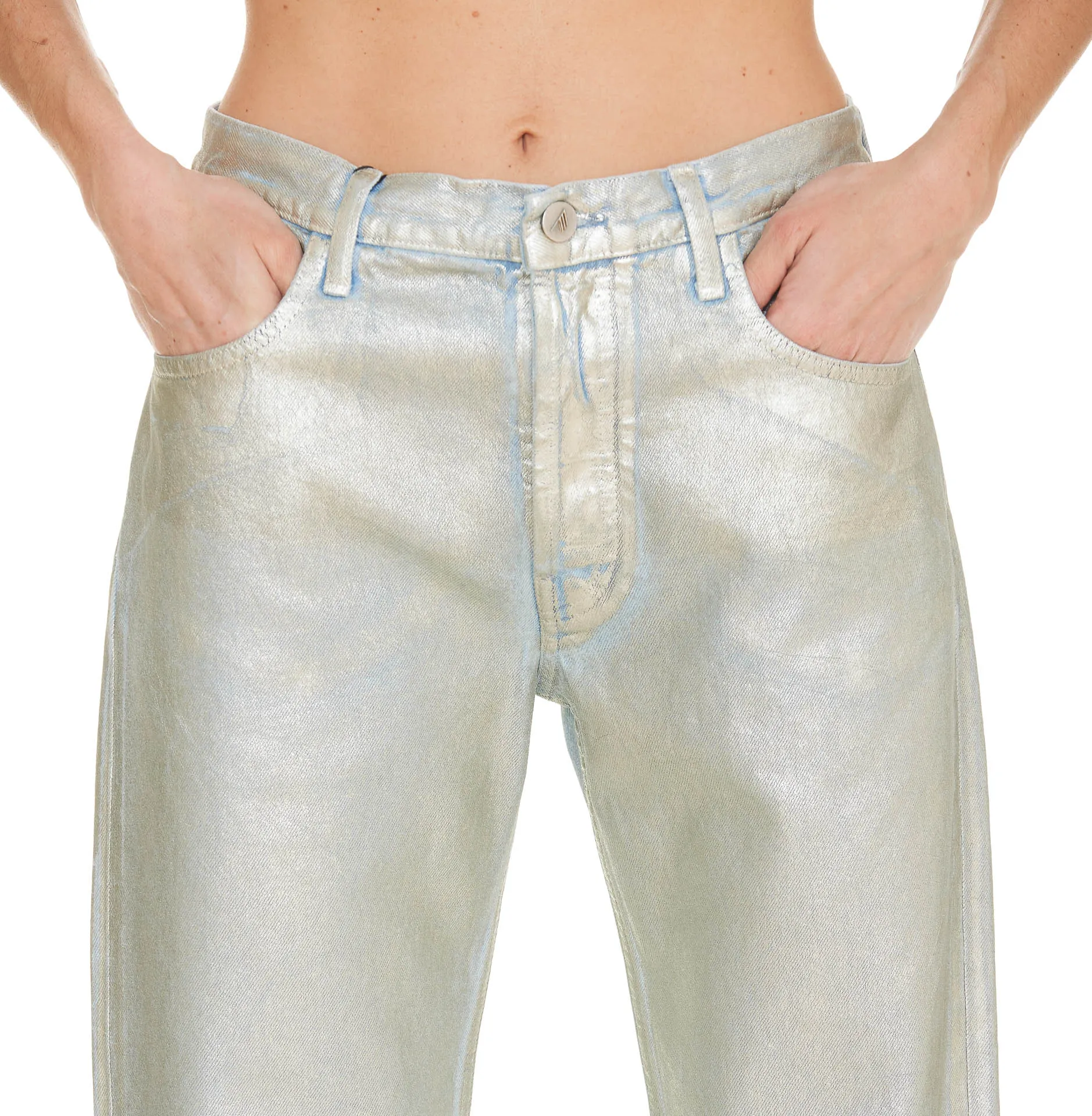 The Attico Boyfriend Metallic Denim Pants