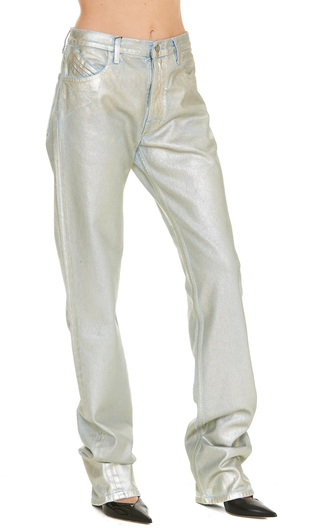 The Attico Boyfriend Metallic Denim Pants