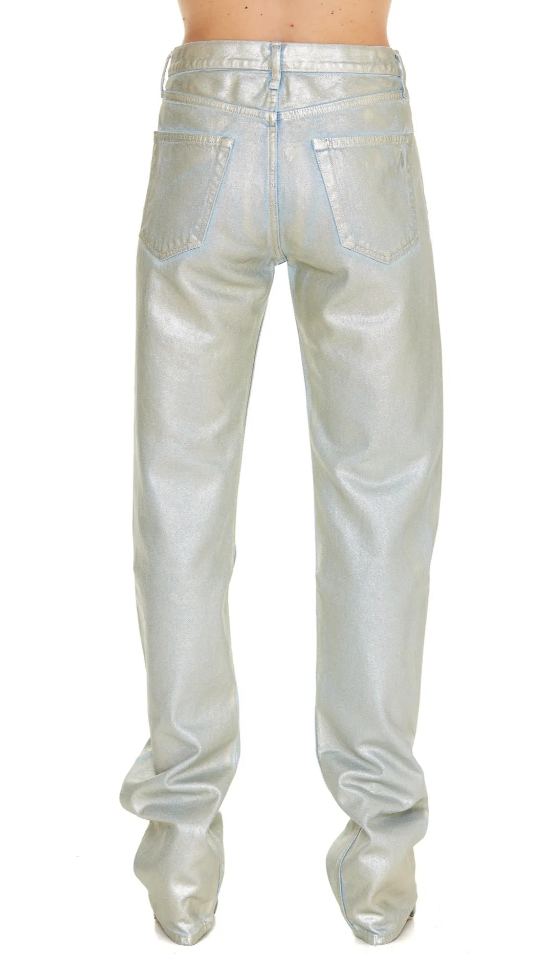 The Attico Boyfriend Metallic Denim Pants