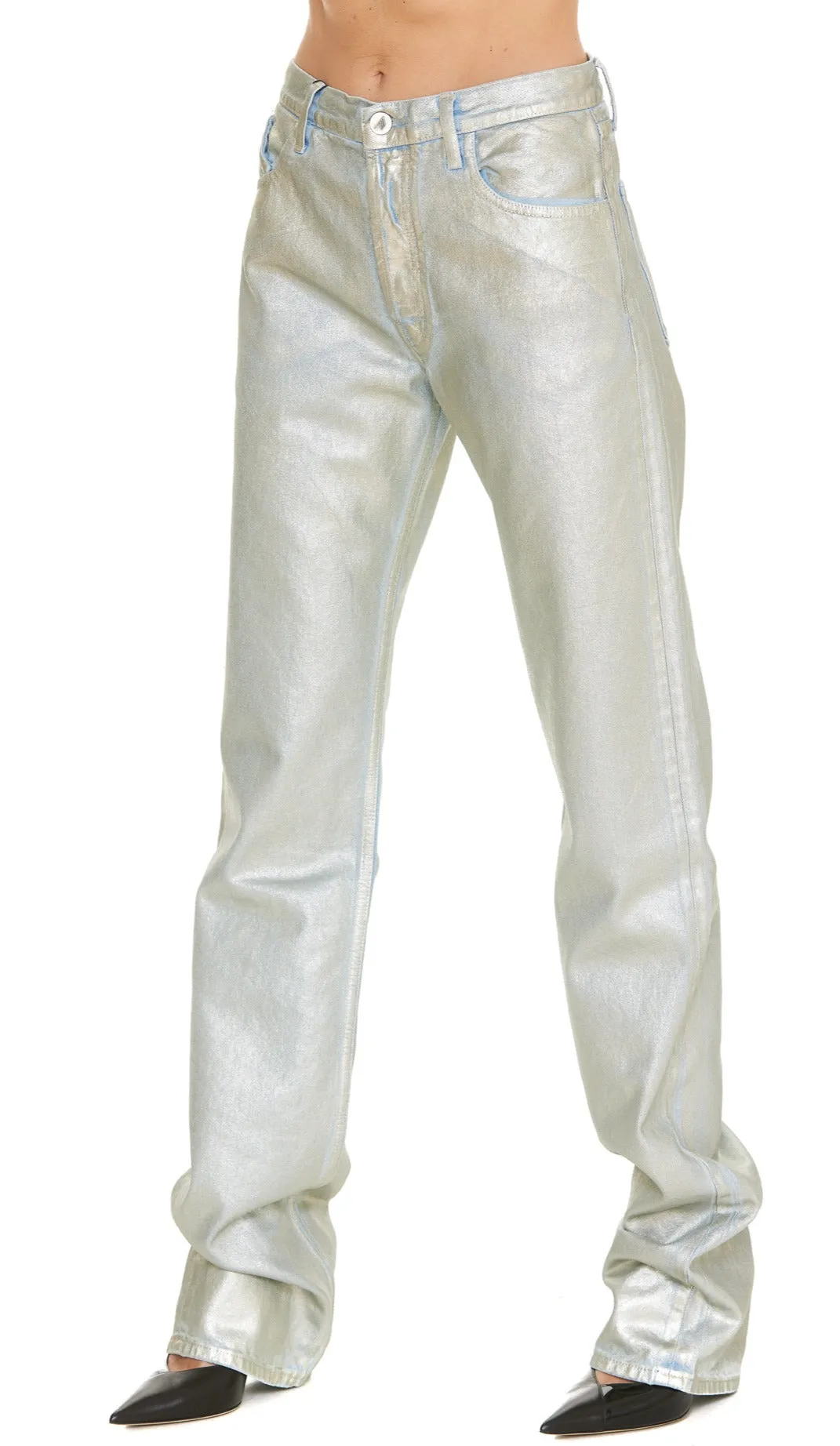 The Attico Boyfriend Metallic Denim Pants