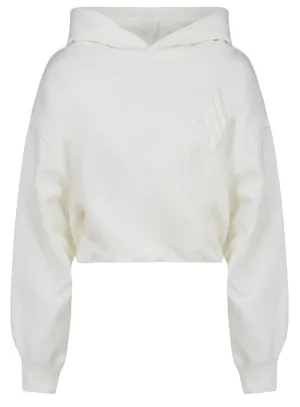 The Attico Maeve Logo Embossed Cropped Hoodie