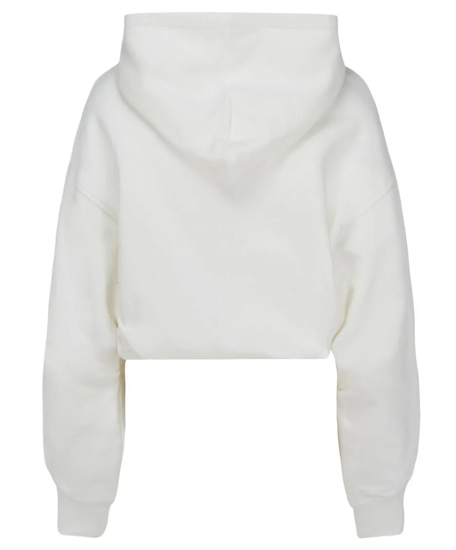 The Attico Maeve Logo Embossed Cropped Hoodie
