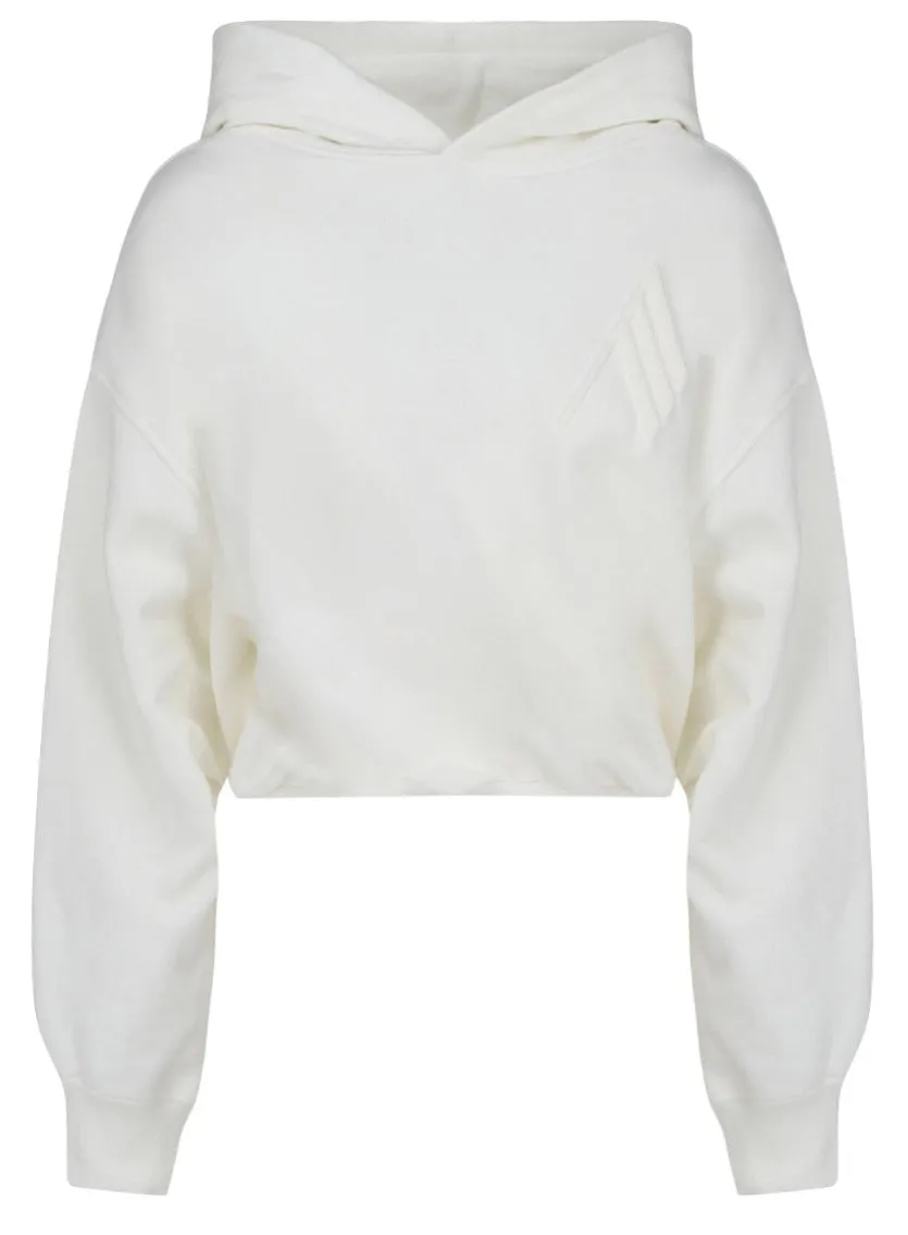 The Attico Maeve Logo Embossed Cropped Hoodie