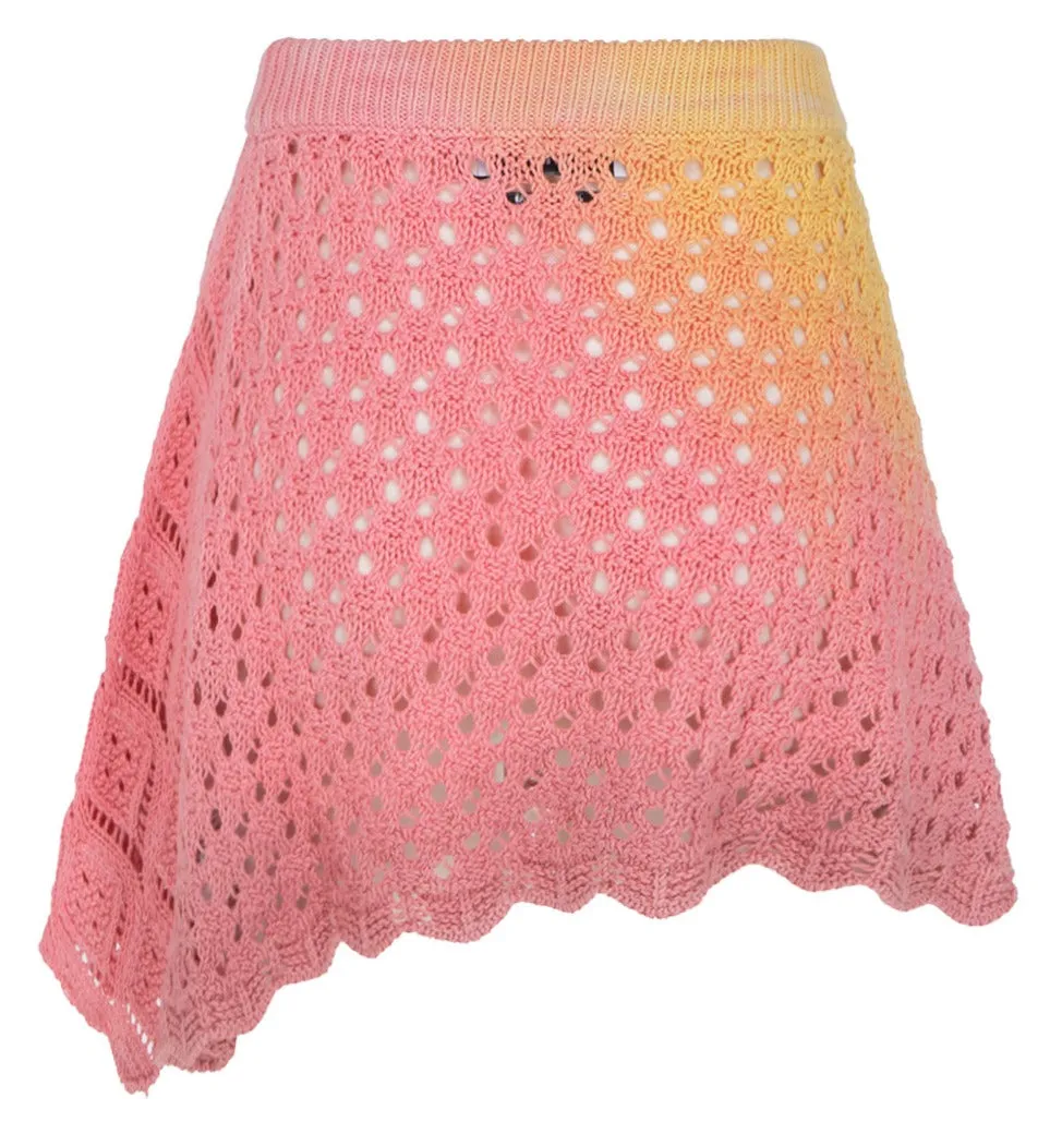 The Attico Tie-Dye Asymmetric Crochet Skirt